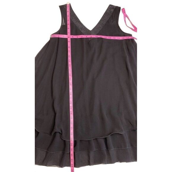 Forever 21 Black Chiffon Sleeveless V Neck‎ Rhinestone Swing Dress Sz Small - Picture 8 of 11